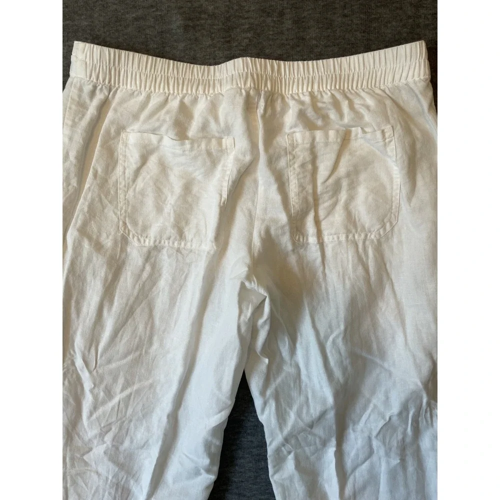 Volcom‎ Womens Sun Spent Wide Leg Linen Blend Ivory Pocket Pants, Large Size 14